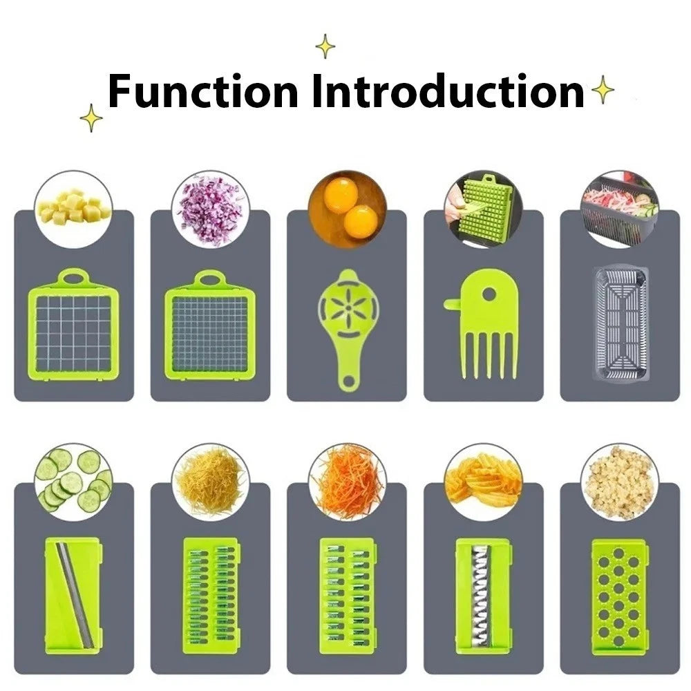 16-In-1 Multifunctional Vegetable Chopper & Slicer