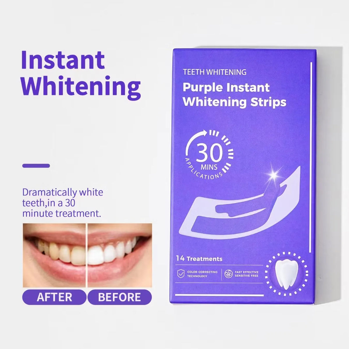 Purple Instant Teeth Whitening Strips – Fast Teeth Whitening Treatment