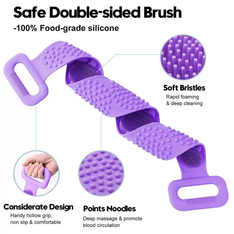 Silicone Back Scrubber Strap | Soft Exfoliating Body Wash Belt