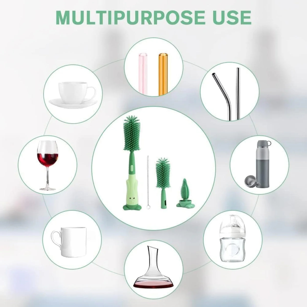 3-in-1 Silicone Baby Bottle Cleaning Brush Set