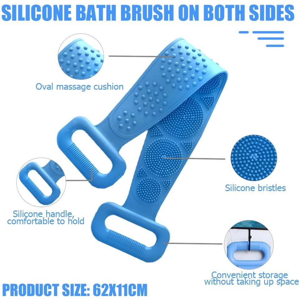 Silicone Back Scrubber Strap | Soft Exfoliating Body Wash Belt